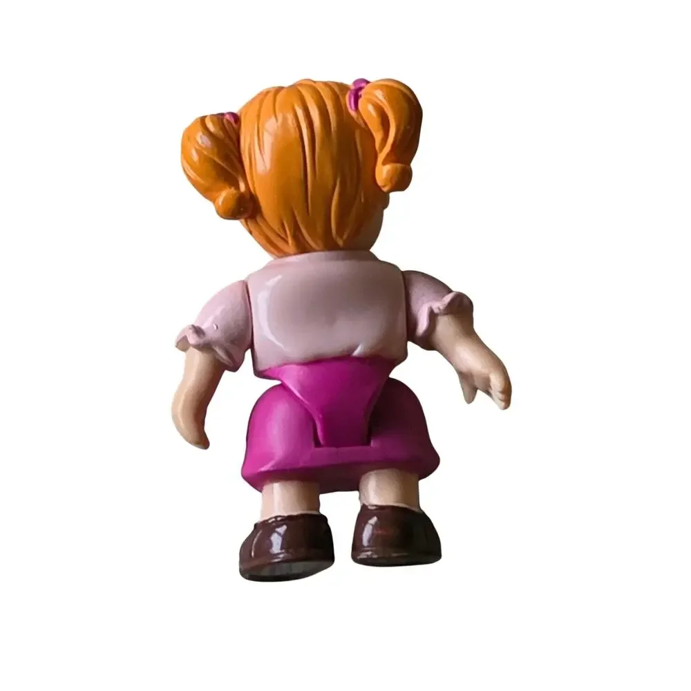Miniature Dollhouse Toddler Girl Doll Sister Figure w/ Red Hair & Pink Dress